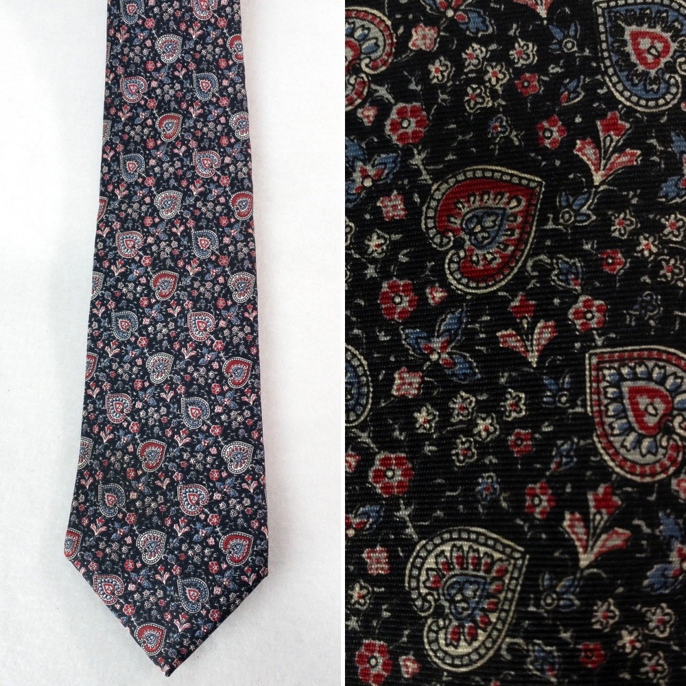 Christian Dior Tie 100% Silk Black Hearts Designer